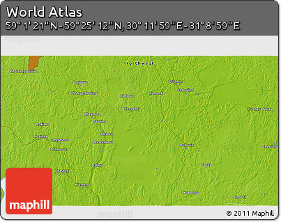 Physical 3D Map of the Area around 59° 13' 17" N, 30° 40' 29" E
