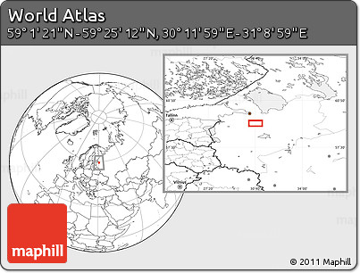 Blank Location Map of the Area around 59° 13' 17" N, 30° 40' 29" E