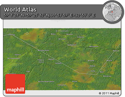 Satellite 3D Map of the Area around 59° 13' 17" N, 32° 22' 30" E