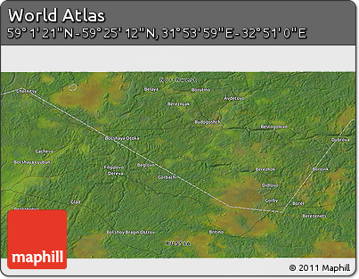 Satellite 3D Map of the Area around 59° 13' 17" N, 32° 22' 30" E