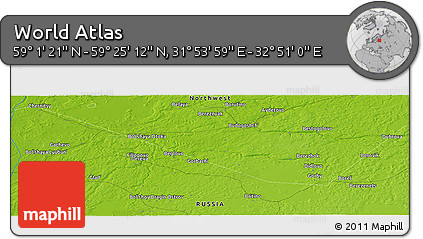 Physical Panoramic Map of the Area around 59° 13' 17" N, 32° 22' 30" E