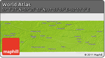 Physical Panoramic Map of the Area around 59° 13' 17" N, 32° 22' 30" E