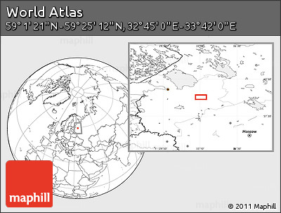 Blank Location Map of the Area around 59° 13' 17" N, 33° 13' 30" E