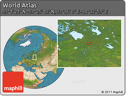 Satellite Location Map of the Area around 59° 13' 17" N, 34° 4' 30" E