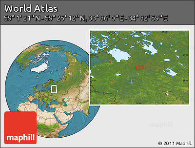 Satellite Location Map of the Area around 59° 13' 17" N, 34° 4' 30" E