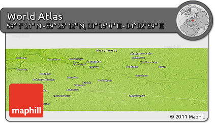 Physical Panoramic Map of the Area around 59° 13' 17" N, 34° 4' 30" E