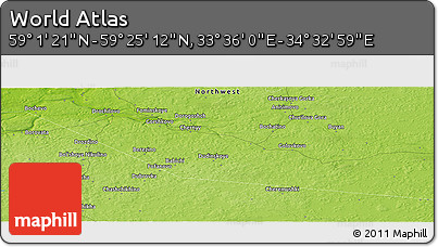 Physical Panoramic Map of the Area around 59° 13' 17" N, 34° 4' 30" E
