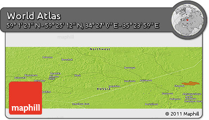 Physical Panoramic Map of the Area around 59° 13' 17" N, 34° 55' 29" E