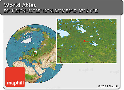 Satellite Location Map of the Area around 59° 13' 17" N, 36° 37' 30" E