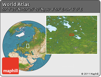 Satellite Location Map of the Area around 59° 13' 17" N, 36° 37' 30" E