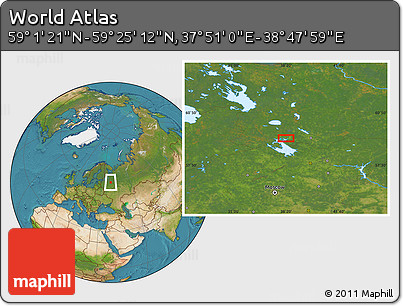 Satellite Location Map of the Area around 59° 13' 17" N, 38° 19' 30" E