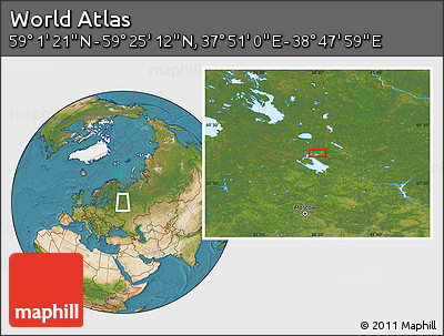 Satellite Location Map of the Area around 59° 13' 17" N, 38° 19' 30" E