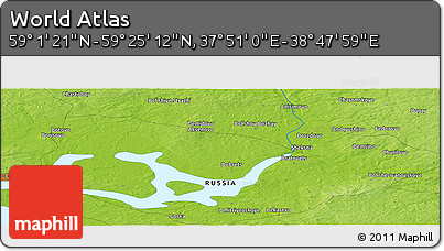 Physical Panoramic Map of the Area around 59° 13' 17" N, 38° 19' 30" E