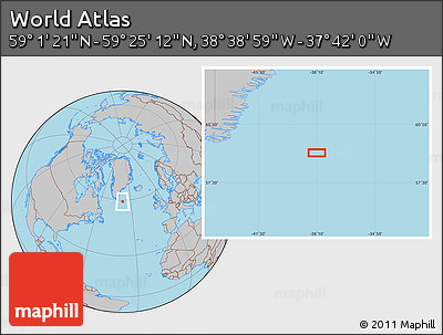 Gray Location Map of the Area around 59° 13' 17" N, 38° 10' 29" W