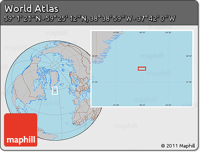 Gray Location Map of the Area around 59° 13' 17" N, 38° 10' 29" W