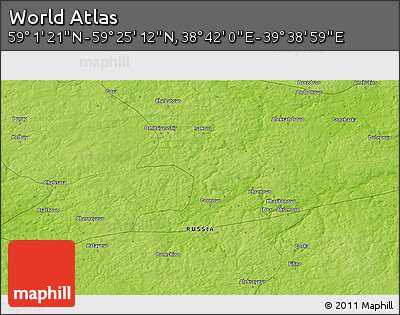 Physical 3D Map of the Area around 59° 13' 17" N, 39° 10' 29" E