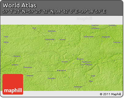 Physical 3D Map of the Area around 59° 13' 17" N, 39° 10' 29" E
