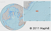 Gray Location Map of the area around 59° 13' 17" N, 39° 1' 29" W, hill shading