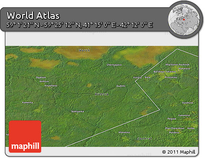 Satellite 3D Map of the Area around 59° 13' 17" N, 41° 43' 30" E