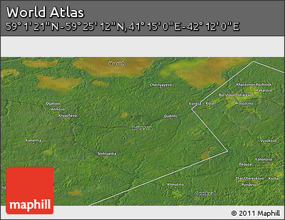 Satellite 3D Map of the Area around 59° 13' 17" N, 41° 43' 30" E