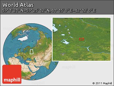 Satellite Location Map of the Area around 59° 13' 17" N, 41° 43' 30" E