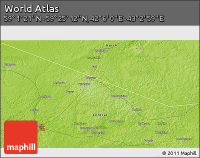 Physical 3D Map of the Area around 59° 13' 17" N, 42° 34' 30" E