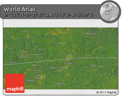 Satellite 3D Map of the Area around 59° 13' 17" N, 43° 25' 29" E