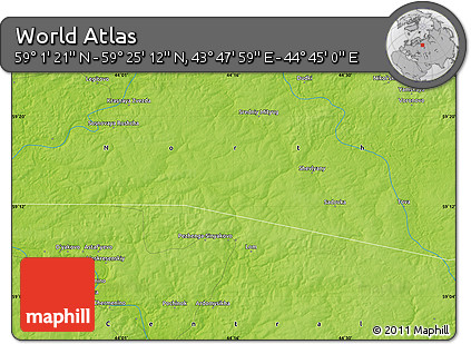 Physical Map of the Area around 59° 13' 17" N, 44° 16' 29" E