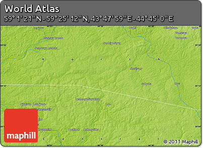 Physical Map of the Area around 59° 13' 17" N, 44° 16' 29" E