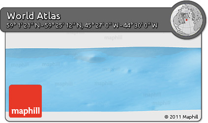 Shaded Relief Panoramic Map of the Area around 59° 13' 17" N, 44° 58' 30" W