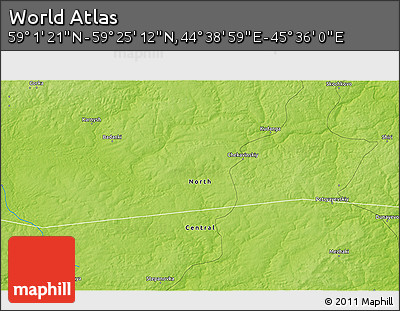 Physical 3D Map of the Area around 59° 13' 17" N, 45° 7' 30" E