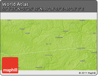 Physical 3D Map of the Area around 59° 13' 17" N, 45° 7' 30" E