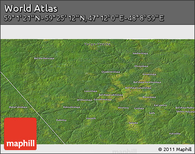 Satellite 3D Map of the Area around 59° 13' 17" N, 47° 40' 29" E