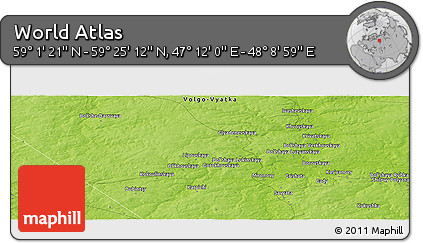 Physical Panoramic Map of the Area around 59° 13' 17" N, 47° 40' 29" E