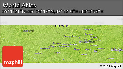 Physical Panoramic Map of the Area around 59° 13' 17" N, 47° 40' 29" E