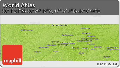 Physical Panoramic Map of the Area around 59° 13' 17" N, 47° 40' 29" E
