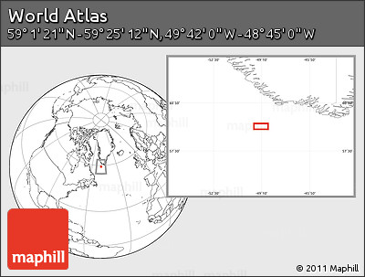 Blank Location Map of the Area around 59° 13' 17" N, 49° 13' 30" W