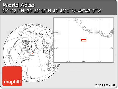 Blank Location Map of the Area around 59° 13' 17" N, 49° 13' 30" W
