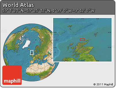 Satellite Location Map of the Area around 59° 13' 17" N, 4° 10' 30" W