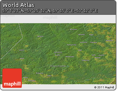 Satellite 3D Map of the Area around 59° 13' 17" N, 50° 13' 30" E