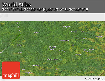 Satellite 3D Map of the Area around 59° 13' 17" N, 50° 13' 30" E