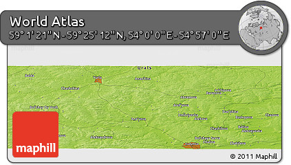 Physical Panoramic Map of the Area around 59° 13' 17" N, 54° 28' 30" E