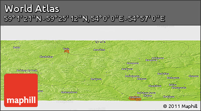 Physical Panoramic Map of the Area around 59° 13' 17" N, 54° 28' 30" E