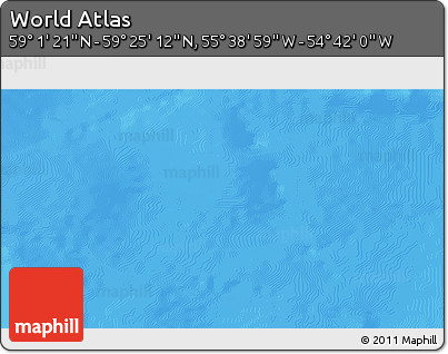 Physical 3D Map of the Area around 59° 13' 17" N, 55° 10' 29" W