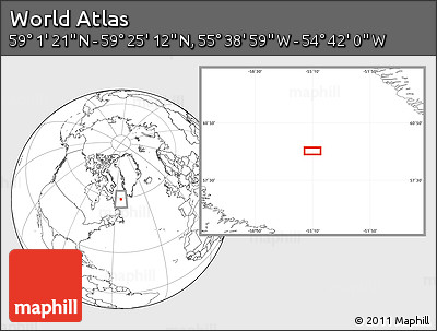 Blank Location Map of the Area around 59° 13' 17" N, 55° 10' 29" W