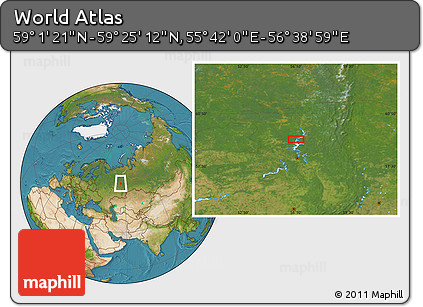 Satellite Location Map of the Area around 59° 13' 17" N, 56° 10' 29" E