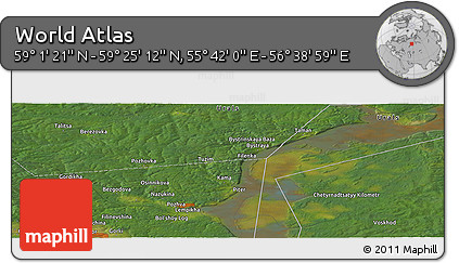 Satellite Panoramic Map of the Area around 59° 13' 17" N, 56° 10' 29" E