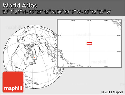 Blank Location Map of the Area around 59° 13' 17" N, 56° 1' 29" W