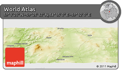 Physical Panoramic Map of the Area around 59° 13' 17" N, 58° 43' 30" E