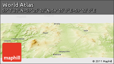 Physical Panoramic Map of the Area around 59° 13' 17" N, 58° 43' 30" E